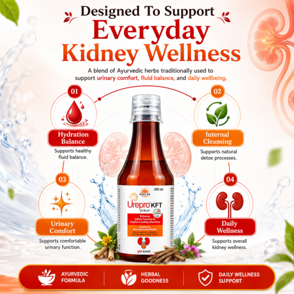 Urepro KFT Syrup Sugar Free – Ayurvedic Support for Enhanced Kidney Function (200 ML)